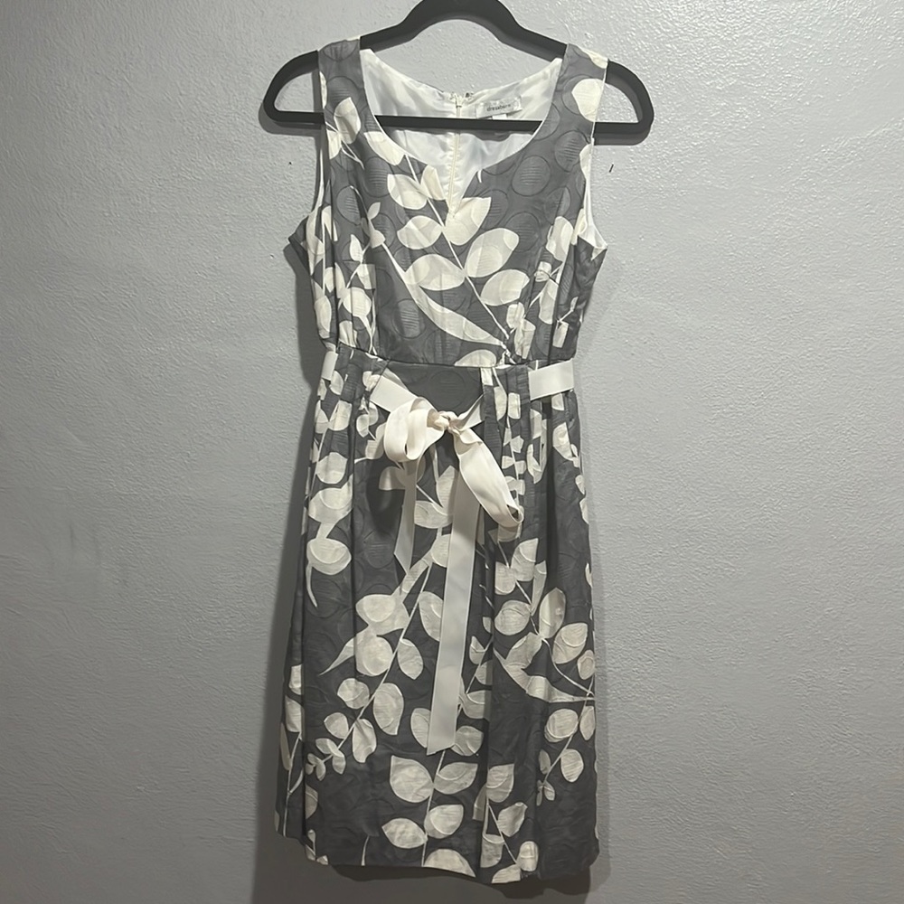 Grey and white floral sundress with ribbon